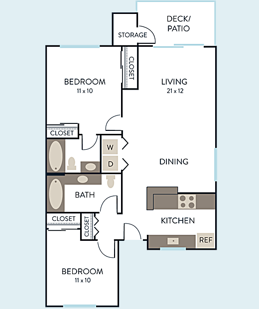 Sammamish - 2 bedroom, 2 bathroom floorplan - Hidden River Townhomes, Apartments near Juanita Bay, Kirkland, Washington 98034