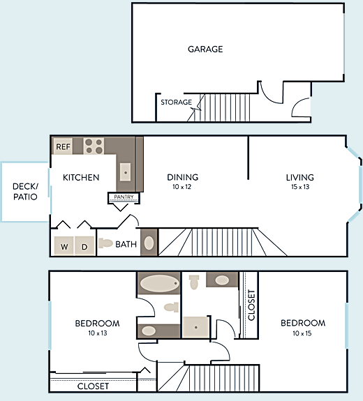 Wenatchee - 2 bedroom, 2.5 bathroom floorplan - Hidden River Townhomes, Apartments near Juanita Bay, Kirkland, Washington 98034